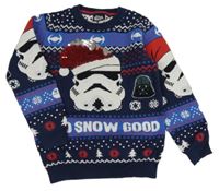 Tmavomodrý vzorovaný svetr se Star Wars Tu