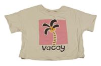 Béžovo-ružová oversize mikina s palmou Next