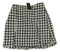 Nové - Čierno-biela kockovaná vlnená sukňa Dunnes