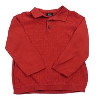 Červený kockovaný sveter s golierikom Next