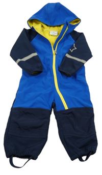 Modro-tmavomodrá softshellová kombinéza s kapucí Topomini