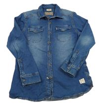 Modrá tepláková rifľová košeľa Zara