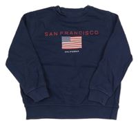 Tmavomodrá mikina s nápisom a vlajkou Zara