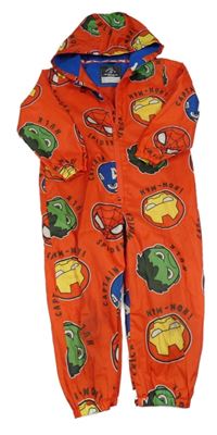 Červená šušťáková podšitá kombinéza s Avengers a kapucňou George