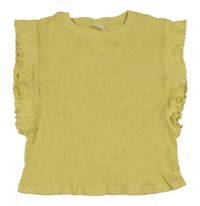 Žlté rebrované crop tričko Zara