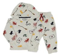 2 Set - Bílá mikina s HP obrázky a kapucí + tepláky Primark