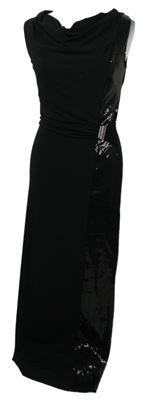 Dámské černé plesové dlouhé šaty se sponou a flitry Promiss