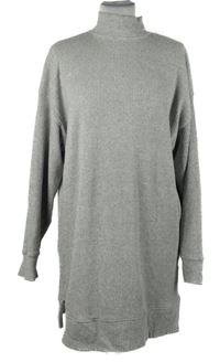 Dámské šedé žebrované svetrové šaty s rolákem Bershka