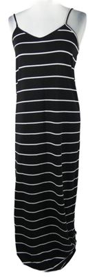 Dámske čierno-biele pruhované dlhé šaty Dorothy Perkins