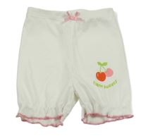 Biele kraťasy s ružovou mašlou s třešněmi Shein