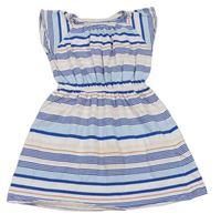 Bielo-modro-svetloružové pruhované bavlnené šaty M&S