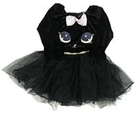 Kockovaným - Čierne zamatové body s tylovou sukní - mačka H&M