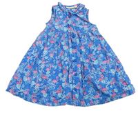 Modré vzorované prepínaci šaty s plameňáky Jojo Maman Bébé