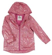 Tmavoružová trblietavá nepromokavá jarná bunda s kapucňou F&F