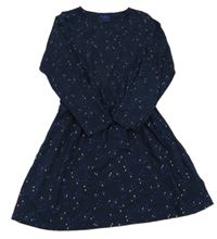 Tmavomodré puntíkaté bavlněné šaty Tchibo