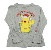 Šedé melírované triko s Pikachu C&A