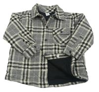 Šedo-černá kostkovaná zateplená košilová bunda Tu