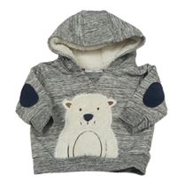 Sivá melírovaná mikina s medvěďom a kapucňou Topomini