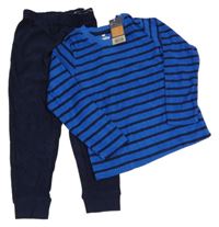 Nové - Modro-pruhované froté pyžamo Lupilu
