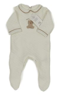 Nové - Bílý prošívaný overal s medvědem a límečkem F&F