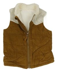 Sivo-medová teplákovo/manšetrová zateplená vesta Tu