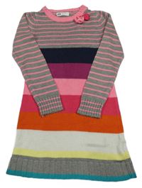 Farebné pruhované svetrové šaty s 3D kvety H&M