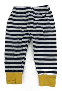 Tmavomodro-biele pruhované tepláky