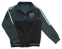 Černo-šedá propínací sportovní mikina s nášivkou 