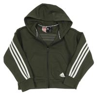 Khaki prepínaci crop mikina s kapucňou Adidas