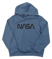 Modrošedá mikina s nápisom a kapucí NASA Shein