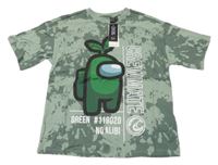Nové - Khaki batikované tričo - Among Us M&S