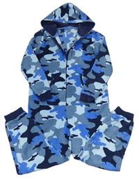 Modrá army fleecová kombinéza s kapucňou M&S