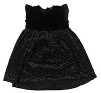 Čierne zamatové šaty so vzorovanou sukní Very