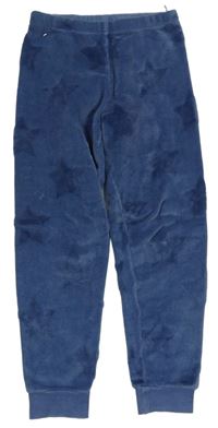 Tmavomodré plyšové domáceé nohavice h&M