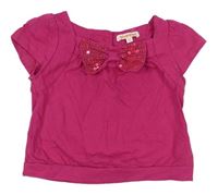 Ružové tričko s mašlou a flitrami Bluezoo