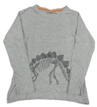 Sivé melírované tričko s dinosaurom Stop+go
