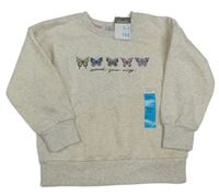 Nové - Světlerůžová melírovaná mikina s motýly Primark