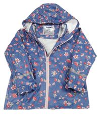 Modrá nepromokavá bunda s kvietkami a kapucňou Lupilu