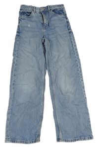 Modré wide leg high waist rifle H&M