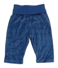 Tmavomodré sametové kalhoty s medvídkem