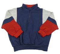 Tmavomodro-sivo-červená ovesize mikina s rolákom George