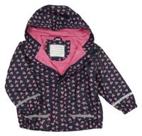 Tmavomodrá nepromokavá jarná bunda so srdiečkami s kapucňou X-mail