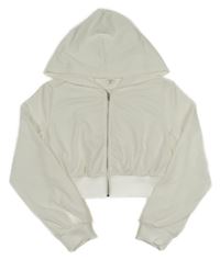 Biela prepínaci crop mikina s kapucňou Shein