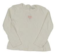 Smetanové žebrované triko s výšivkou Reserved