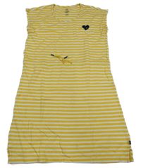 Žlto-biele pruhované šaty so srdiečkom WE