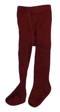 Vínové rebrované pančuchy