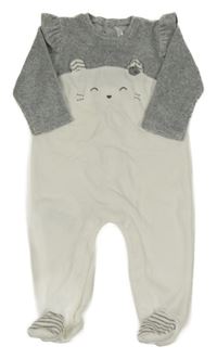 Bílo-šedý sametový overal s myškou Mayoral