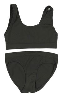 Nové - 2set - Tmavošedá žebrovaná lambáda + kalhotky Yigga 