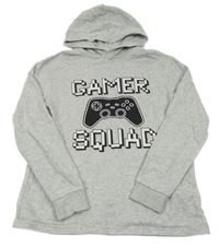 Šedá melírovaná mikina s ovladačem a kapucí H&M