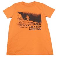 Neónově oranžové tričko so surferom Name it